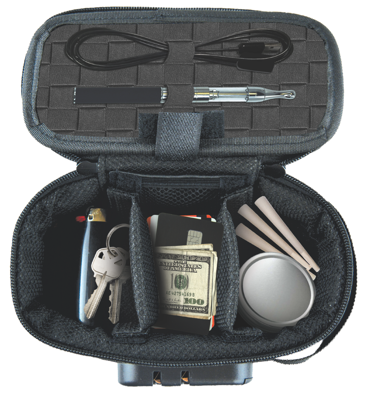 Novelty Brands - Wholesale Retailer Display - Home & Living - Smell Proof Canvas Locking Stash Bag Assortment- 6/Display3