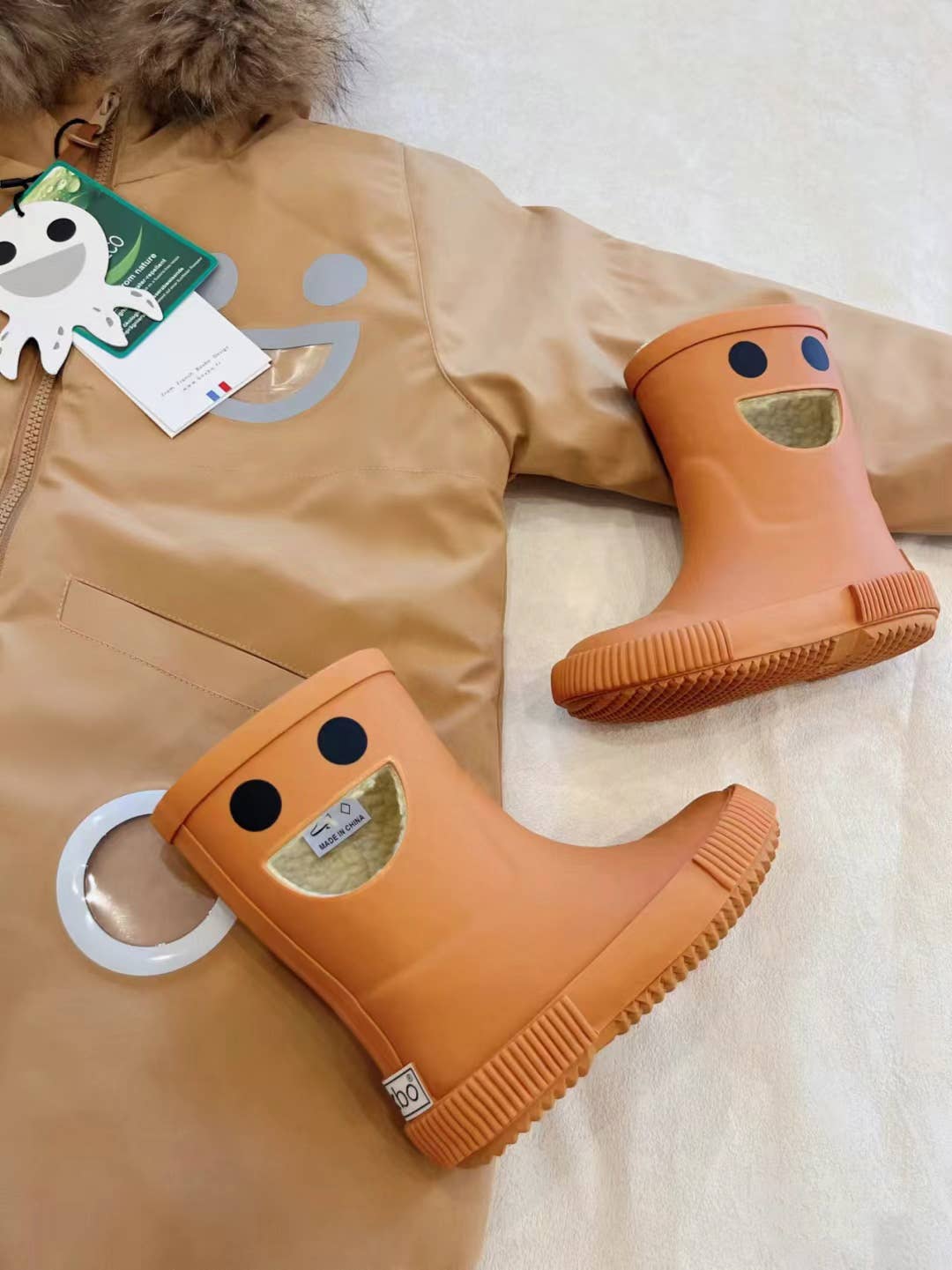 BOXBO - Wholesale Rain Boots - Kids - WISTITI Kids Rain Boots, Thermal, Eco Rubber -Brown6