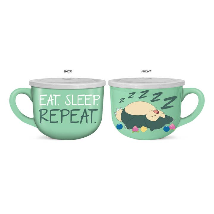 Silver Buffalo - Vente Tasse à café - Mug à soupe en céramique 24oz Pokémon Ronflex Manger Dormir Répéter