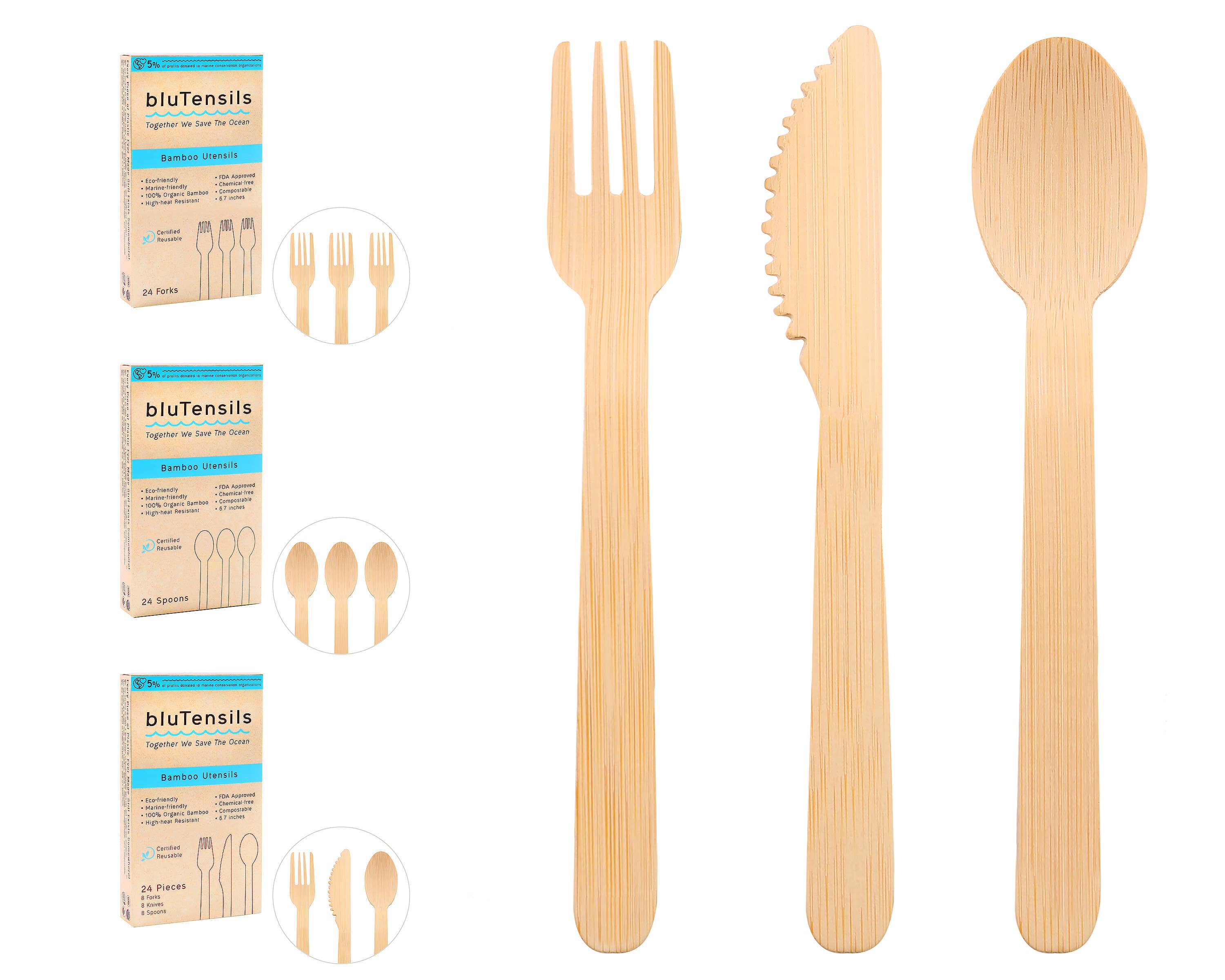 Seven Island - Wholesale Assorted Cutlery Set - bluTensils Bamboo Utensils (24 Pieces)10