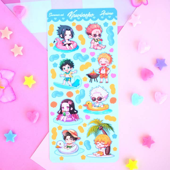 summer anime manga sticker sheet for wholesale by Kawineko