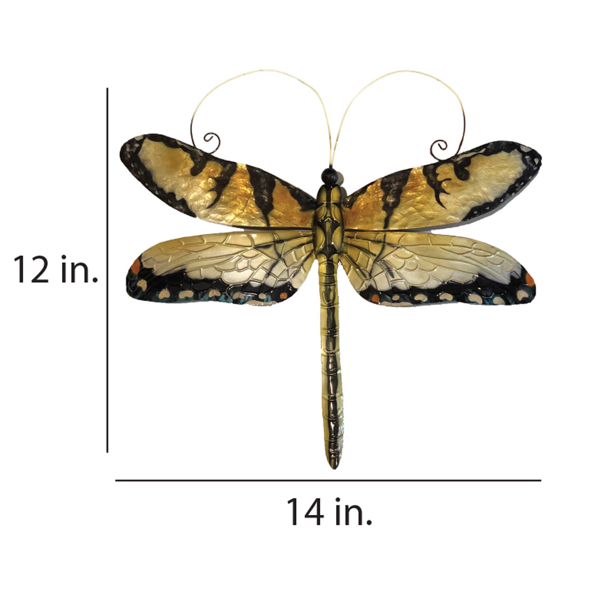 Eangee Home Design - Wholesale Wall Accent - Dragonfly Wall Decor Gold And Blue, w/ Capiz, Outdoor Safe4