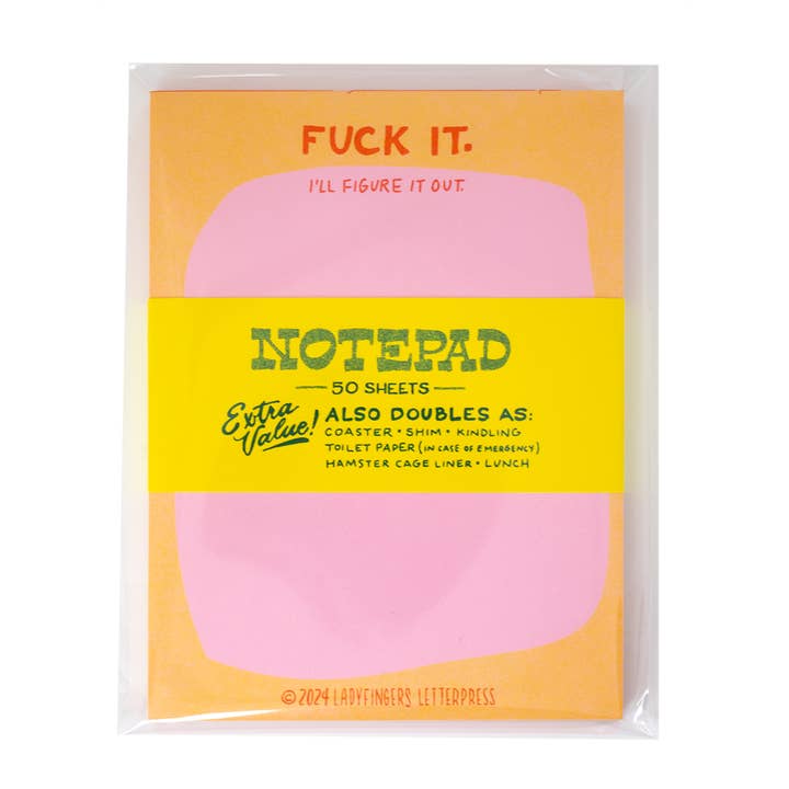Ladyfingers Letterpress - Wholesale Notepad - Fuck it. I'll Figure it Out Risograph Notepad3