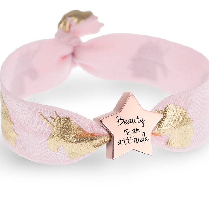 'Beauty Is An Attitude' Stretch Bead Bracelet for wholesale by Lily Belle