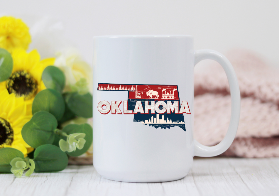 Prairie Chicken Sticker Shop & Gifts - Wholesale Coffee Mug - Oklahoma Vintage Retro State 15oz Coffee Mug       1
