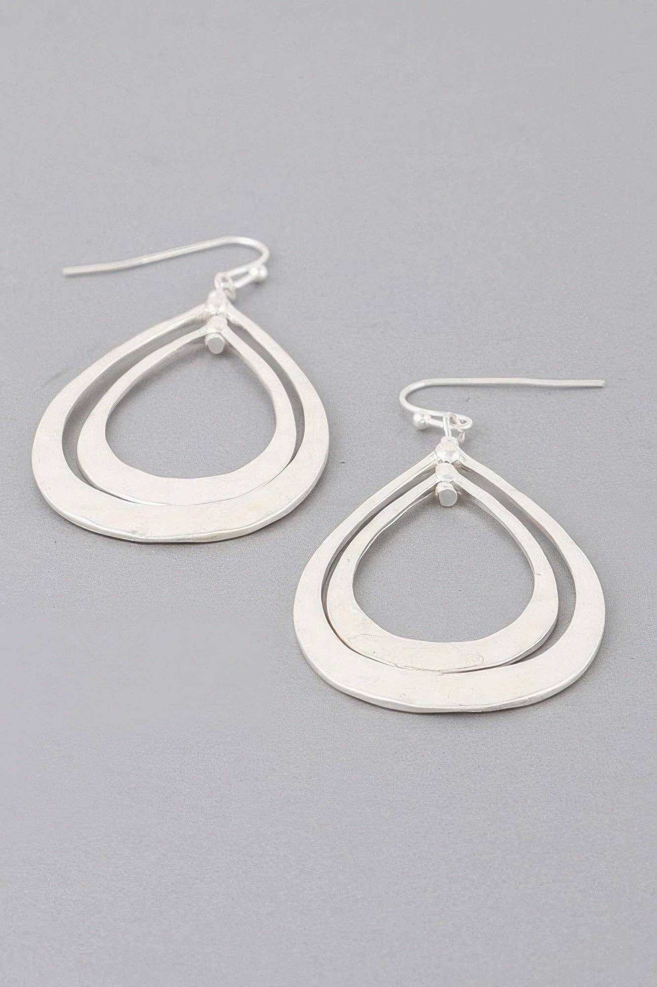 CC Wholesale Clothing - Wholesale Dangle Earrings - Hammered Double Teardrop Earrings2