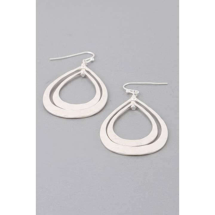 CC Wholesale Clothing - Wholesale Dangle Earrings - Hammered Double Teardrop Earrings2