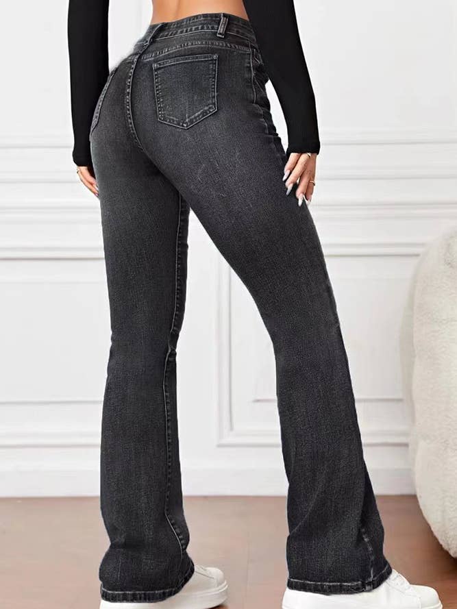 UNISHE - Wholesale Jeans - Women's - High Waist Distressed Flare Jeans ZK9927