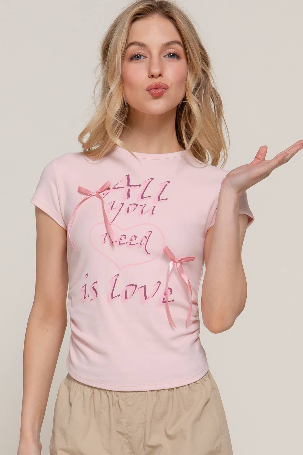 Active Basic | Active USA - Vente T-shirt à imprimés – femme - T-shirt à manches courtes avec imprimé, col rond et détail ruban en satin5