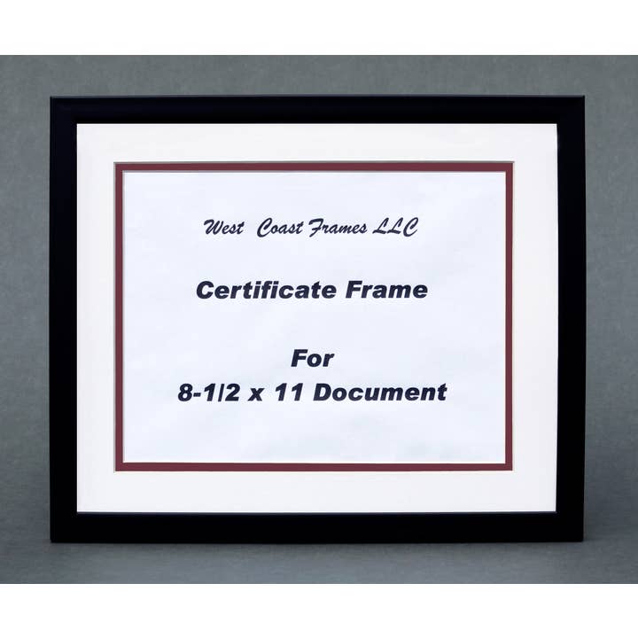 Red Certificate Frame for a 8-1/2 x 11 Document - Double Mat for wholesale on Faire