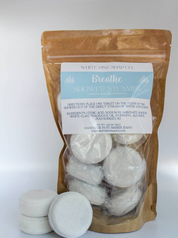 Breathe Shower Steamers | Bath and Body for wholesale by White Pine Soap Company