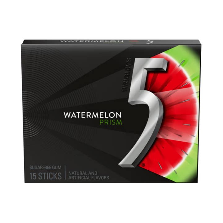 Prisme à la pastèque à 5 gommes sans sucre, 5 pièces - 10 carats pour la vente par I Got Your Candy
