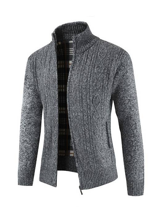 DARK GRAY Men's Thick Knitted Sweater Coat for wholesale on Faire0