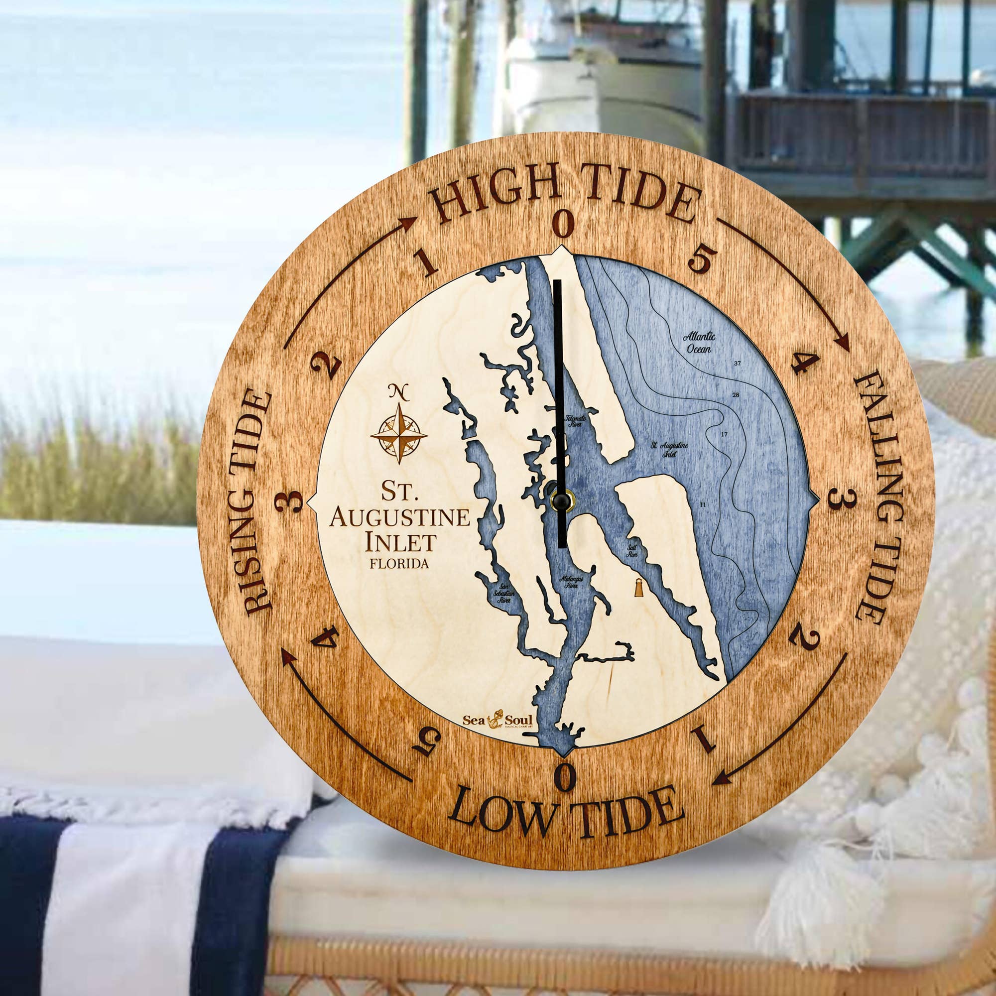 Sea & Soul Nautical Chart Art - Wholesale Wall Clock - Florida East Coast Nautical Chart Tide Clock-Many Locations23
