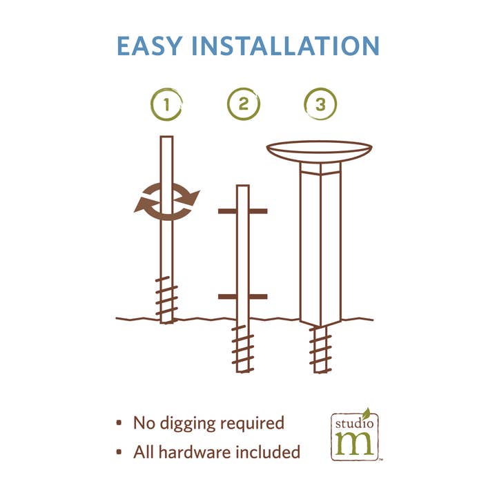 Studio M - Wholesale Bird Bath - Happy Go Lucky Bird Bath Art Pole (Stainless Steel Top)3