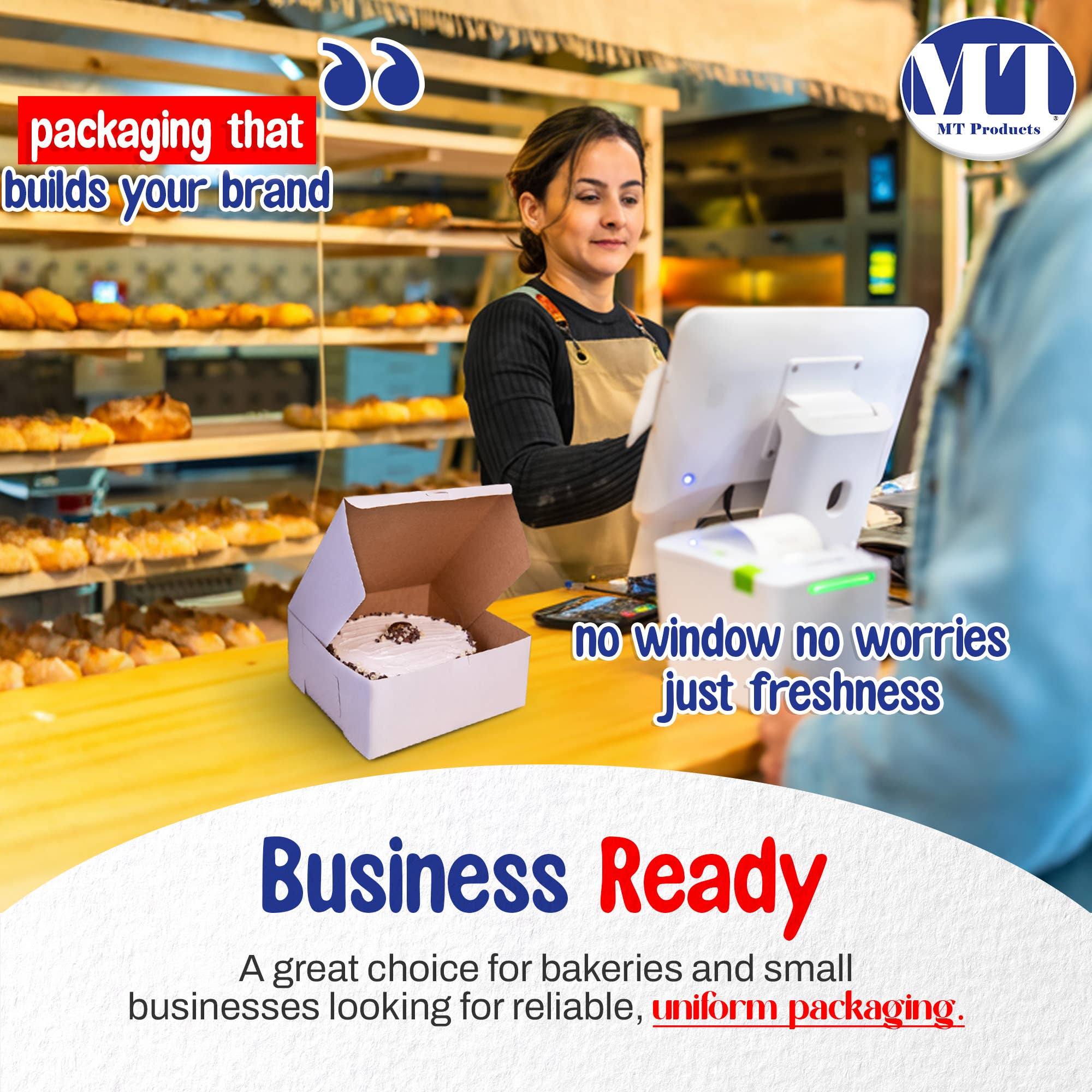 MT Products - Wholesale Gift Box - MT Products Cookie Boxes 12" x 12" x 5" - White Bakery Boxes2