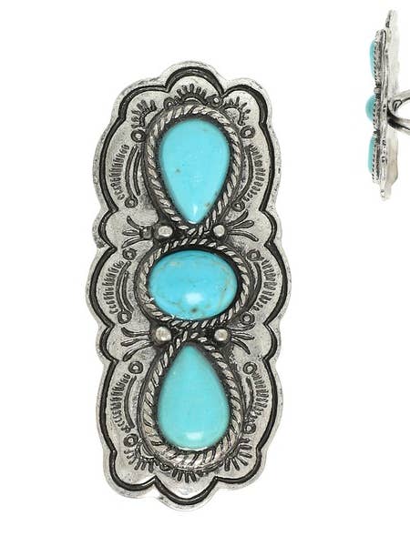 WESTERN NAVAJO TURQUOISE CONCHO CUFF RING R14874 for wholesale by anbfashion