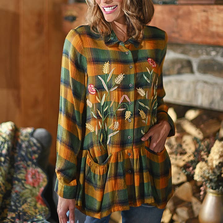 Boreal Check Blouse for wholesale by April Cornell Apparel