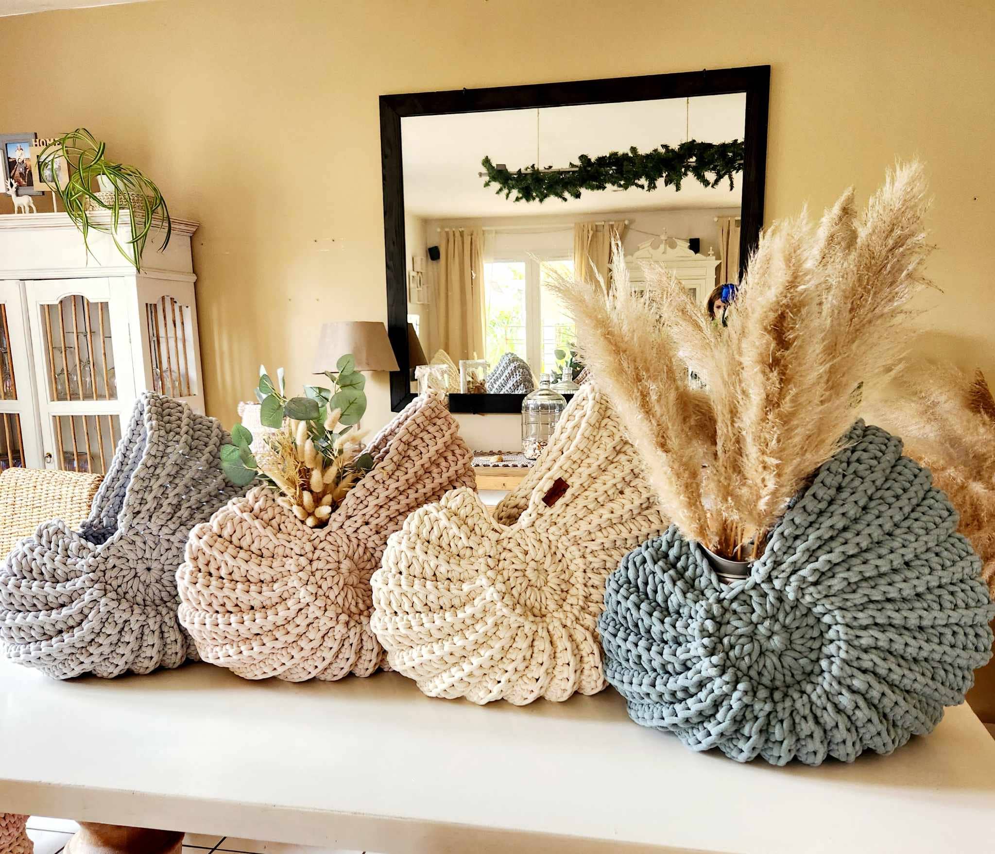 Naturalmarjory - Wholesale Basket - Ammonite XXL decorative basket “shells” in bohemian style,1