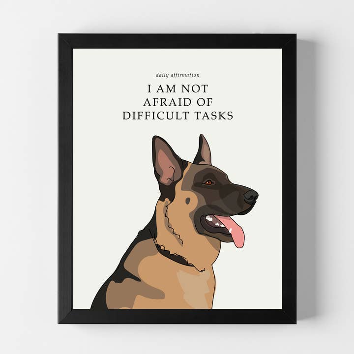 Positive Affirmation 8x10 Dog Art with German Shepherd for wholesale by Pop Doggie