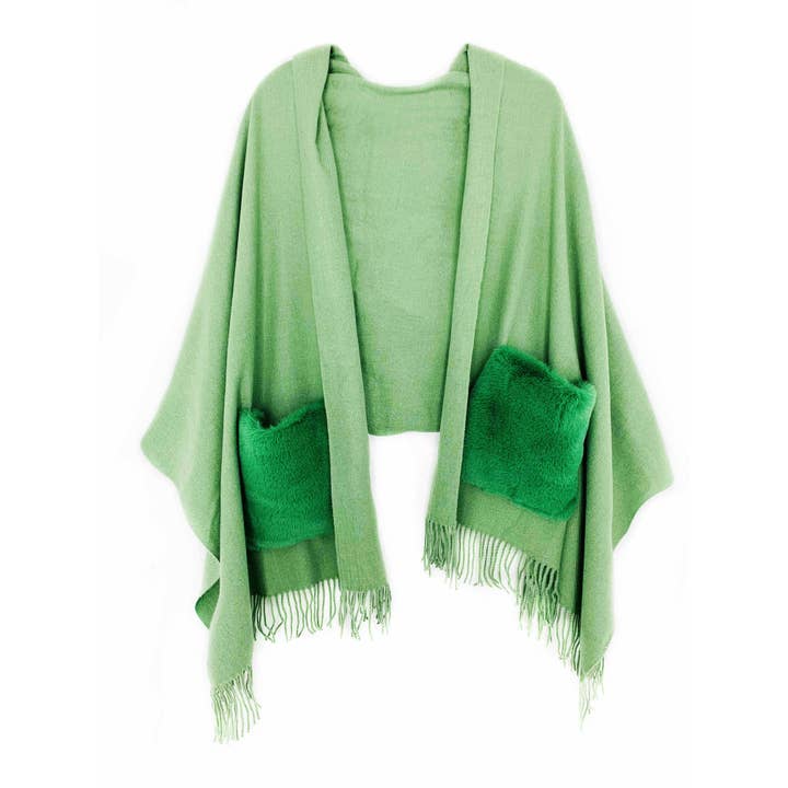 JC Sunny Fashion - Wholesale Scarf - Women's - JC03250101 Cashmere Blend Fur Pocket Scarf/Shawl7