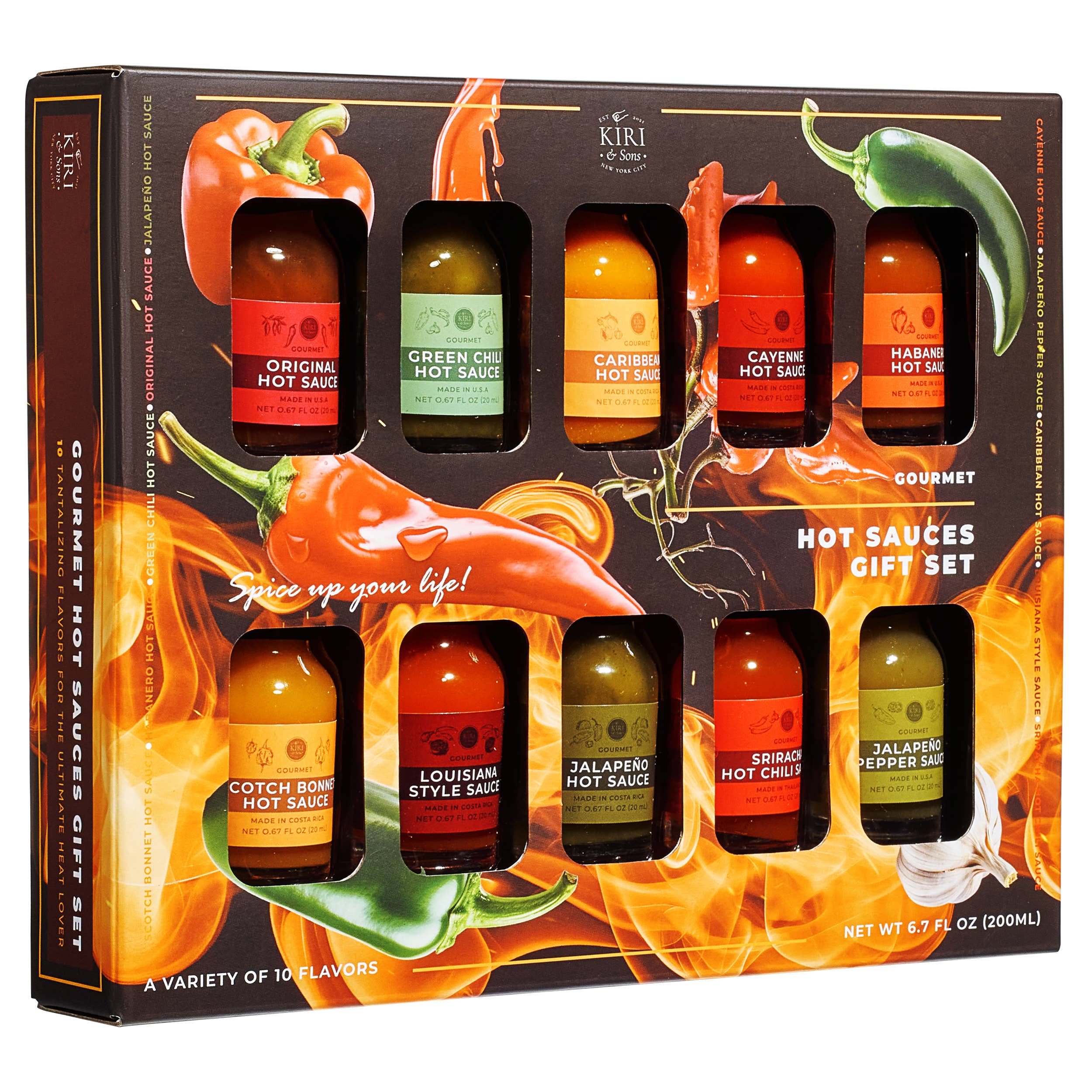 The Wine Savant /  Khen Glassware - Vente Sauces piquantes - Coffret cadeau de 10 échantillons de sauce piquante Gourmet6