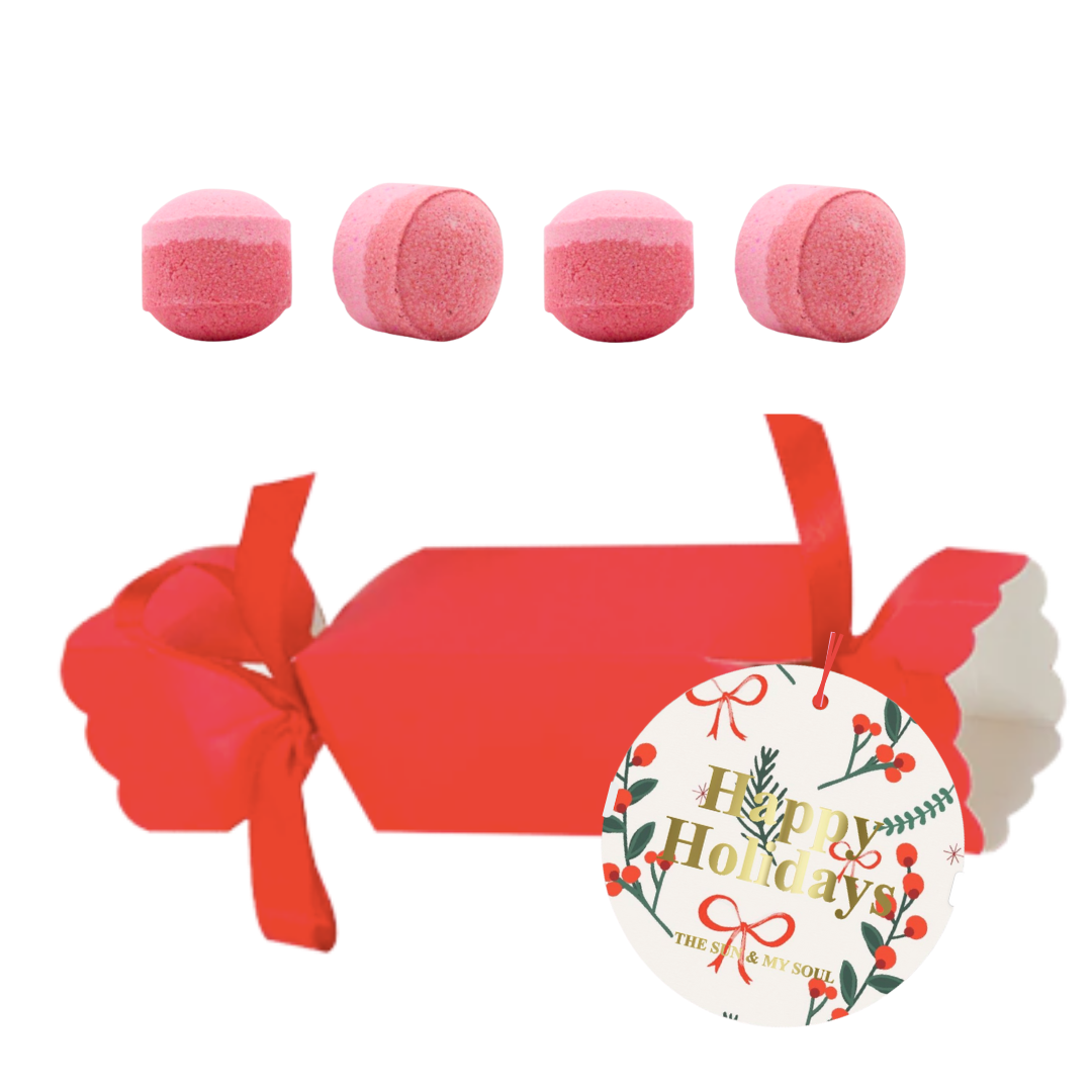 The Sun & My Soul Bath Bomb Soak Wellness Gifts - Wholesale Bath Bomb/Fizz - Happy Holidays Christmas Cracker Bath Bomb Gift⎜Raspberry1