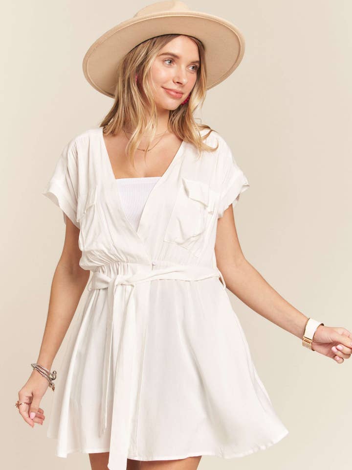 OFF WHITE LET3130DL - WAIST TIE COVER UP TUNIC TOP for wholesale on Faire
