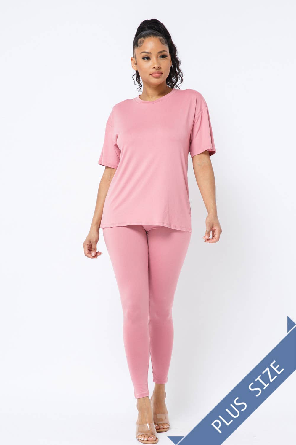 Julia by LoveJ - Wholesale Top & Pant Set (NOT Loungewear) - Women's - Plus Size Brushed Dty Round Neck Top Leggings Set18