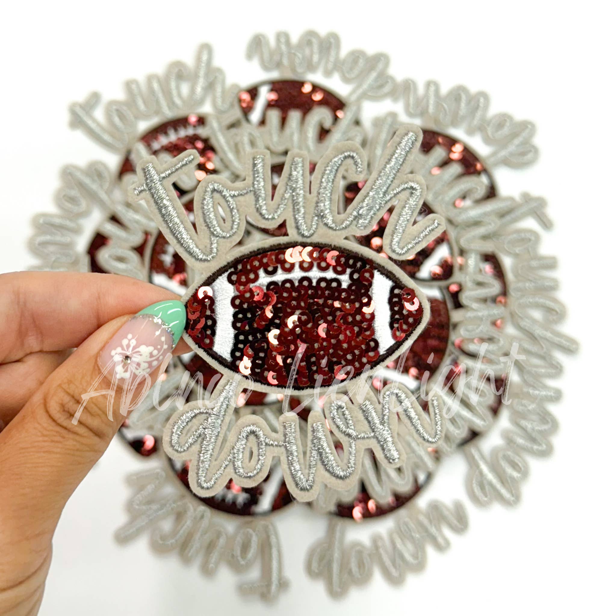 ABLNco - Wholesale Patch - silver touchdown football sequins embroidery patch iron on