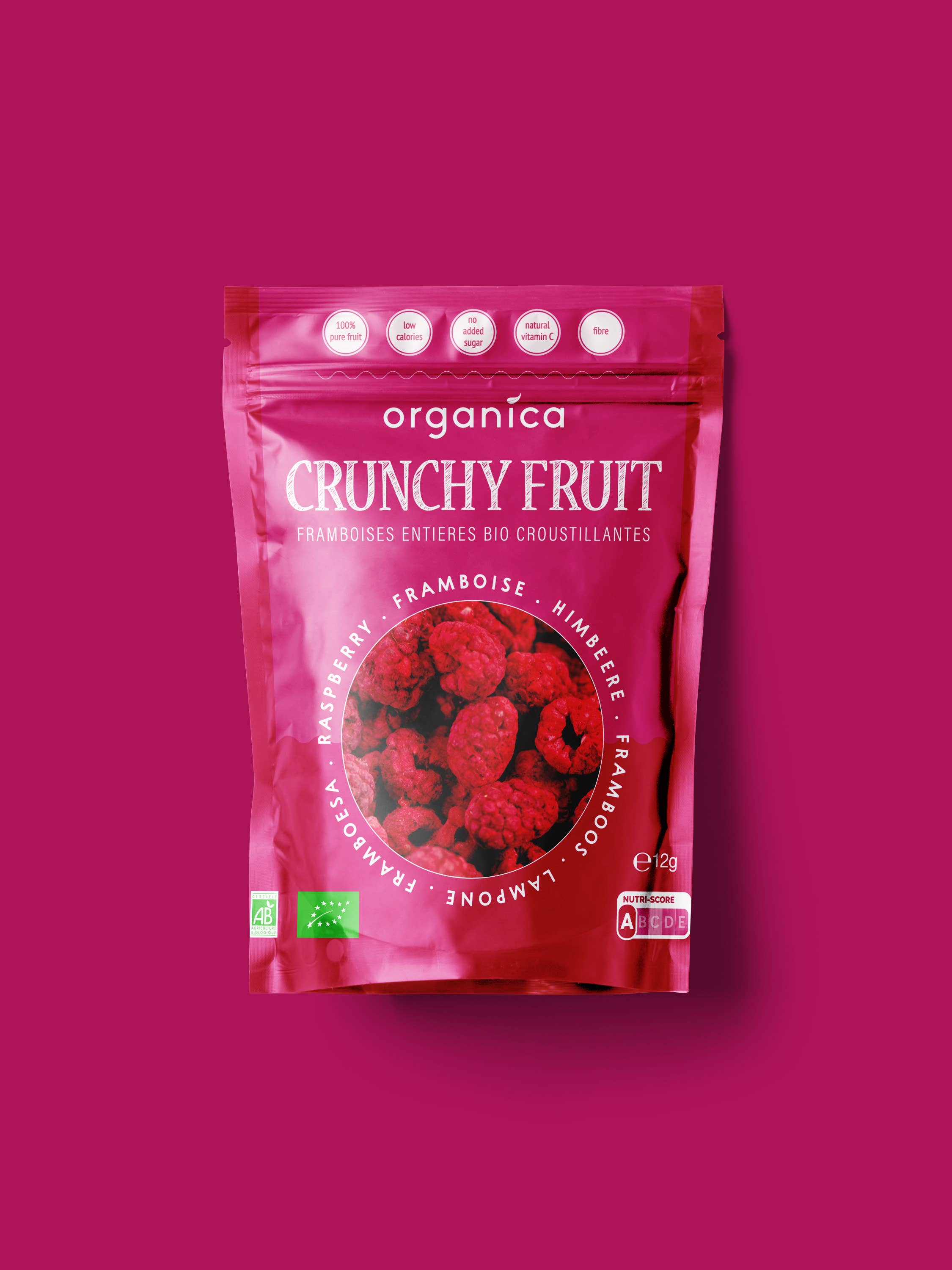 Organica - Vente Fruits secs/déshydratés - Framboises lyophilisées bio 100% pur fruit | Organica Food