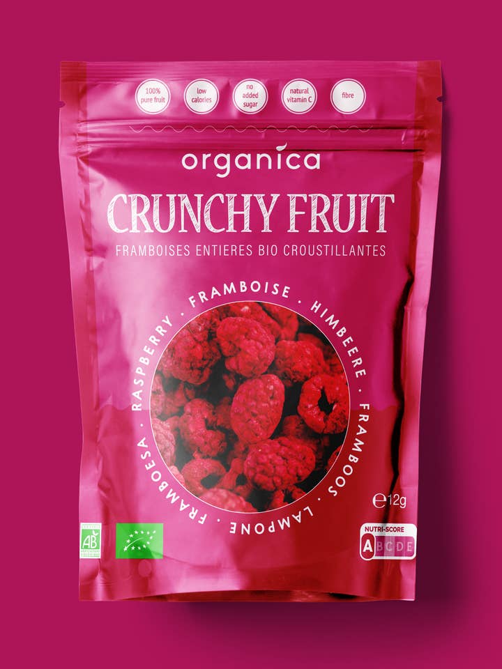 Økologiske frysetørrede hindbær 100% ren frugt | Organica Food for engroshandel hos Organica