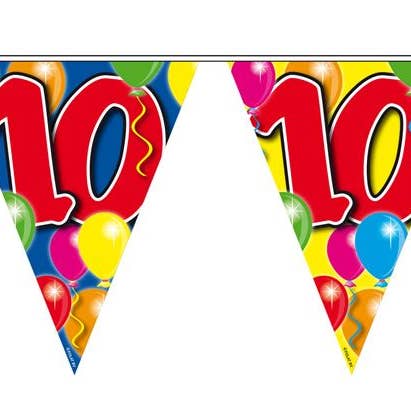 10th Birthday Balloon Triangle Bunting - 10m for wholesale by Folat