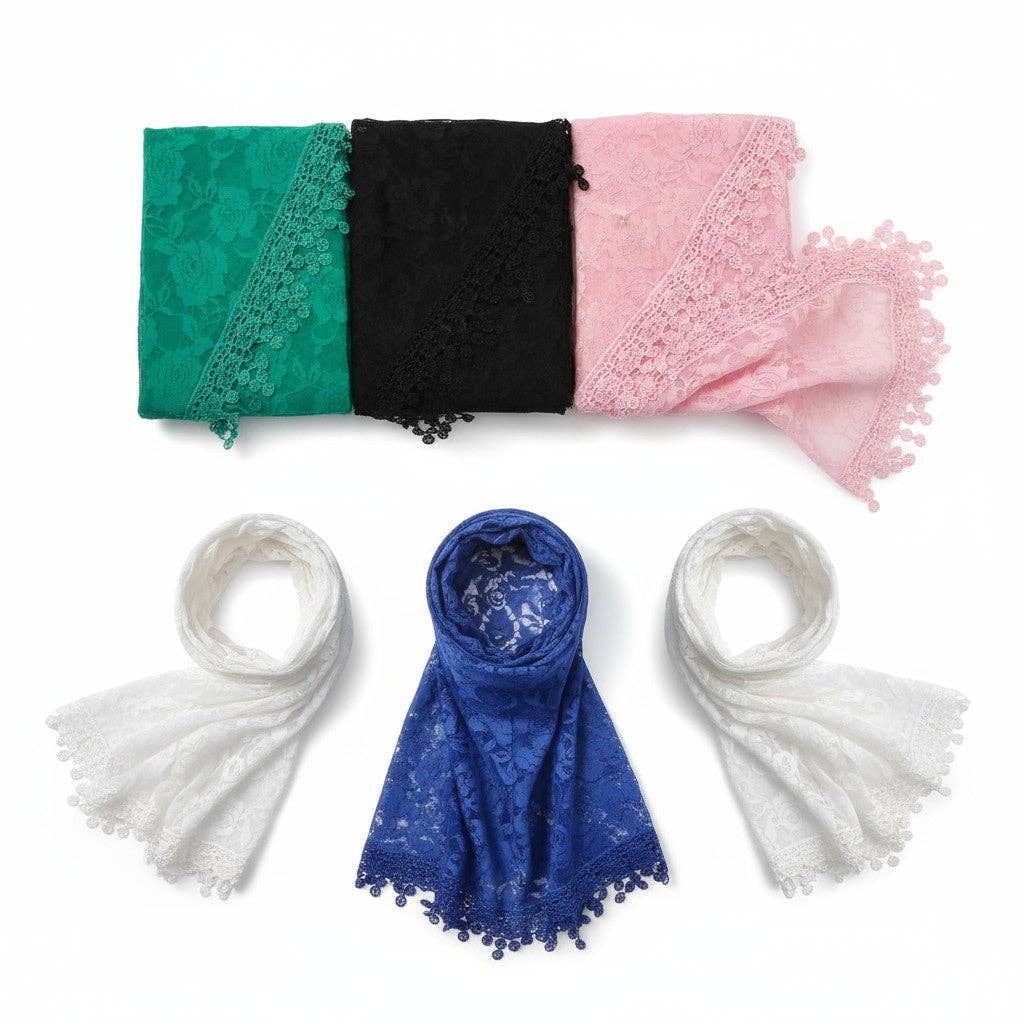 TAPA fashion – Engroshandel Tørklæde - Dame – Rosemønster Blonde Tørklæder Kirkeslør SS629 (12 stk.)10