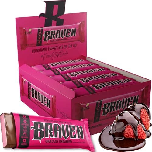 Braven Bar Chocolate Strawberry Energy Bars (1.59 oz, Pack of 20) – Energy Chews with 5g Protein – On-the-Go Energy Snacks for Running, Hiking, and Sports - Gluten Free Snacks for Sustained Energy Boost for wholesale by Braven Bar