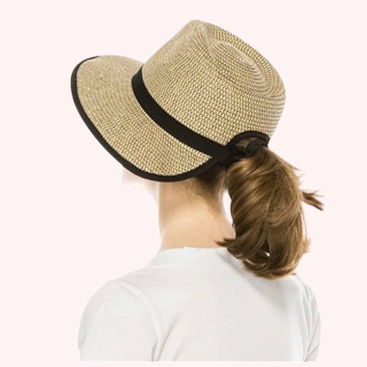 Bella Betty - Wholesale Straw hat – women's - Breezy Ponytail Straw Fedora – UPF 50+ Sun Hat8