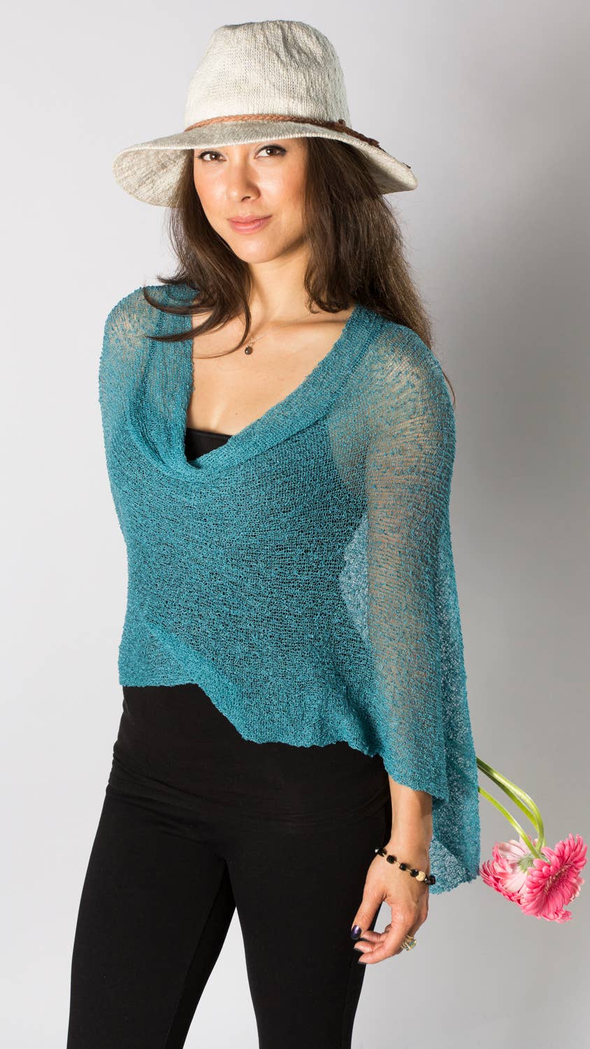 Bali Prema - Vendita all'ingrosso Poncho - Donna - Coprispalle Estivo Trasparente Poncho a Maglia Sciarpa-Boho Copricostume da Spiaggia, Coprispalle Estivo Trasparente Poncho a Maglia Sciarpa-Boho Copricostume da Spiaggia, #21 Teal è SUB e Disponibile2