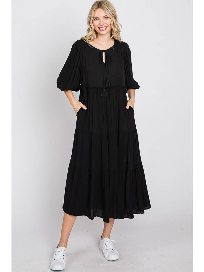 ELLEBORN – wholesale Klänning - Dam – Puff Sleeve Midi Klänning 3107D6
