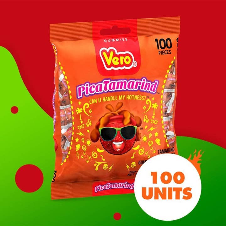 Carnival Candies & Ice Cream Inc. - Wholesale Gummy - Vero Pica Gomas Tamarindo Mexican Chewy Candy (100 Count)