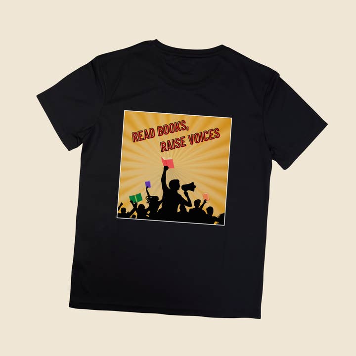 Read Books, Raise Voices - Teacher T-Shirt (Sizes S-5XL) for wholesale by Create Action Design