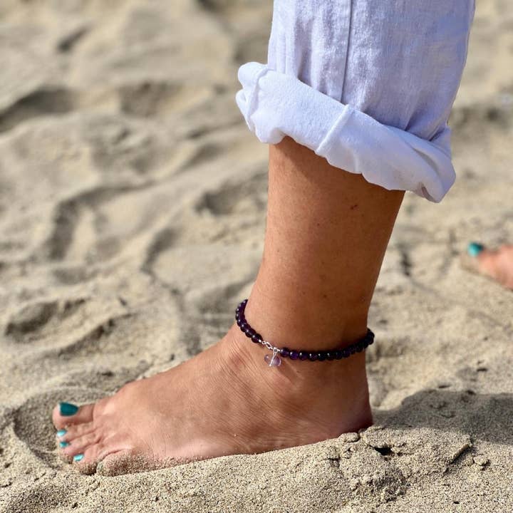 Soothing Emotions - Bracelet de cheville améthyste pour la vente par Gogh Jewelry Design