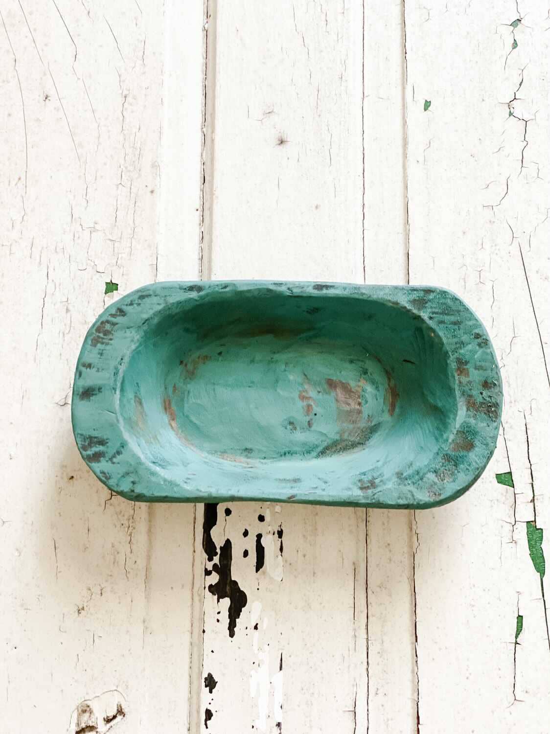 Rustic Farm - Wholesale Candle Holder - Petite Wood Bowl, Candle Ready Handmade Dark Green #A - 7.131