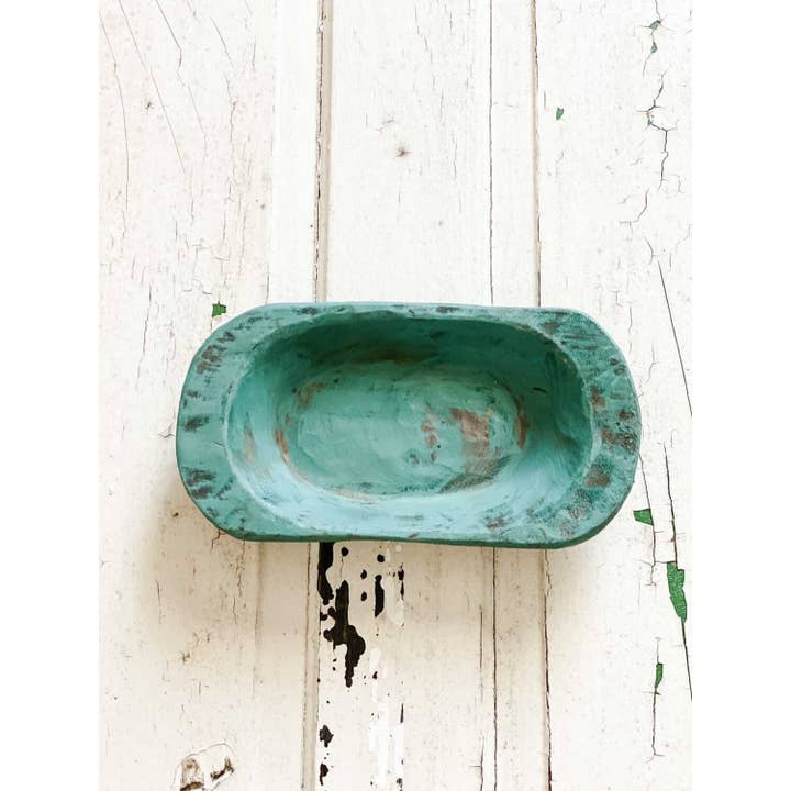 Rustic Farm - Vendita all'ingrosso Portacandele - Petite Wood Bowl, candela pronta fatta a mano verde scuro #A - 7.131