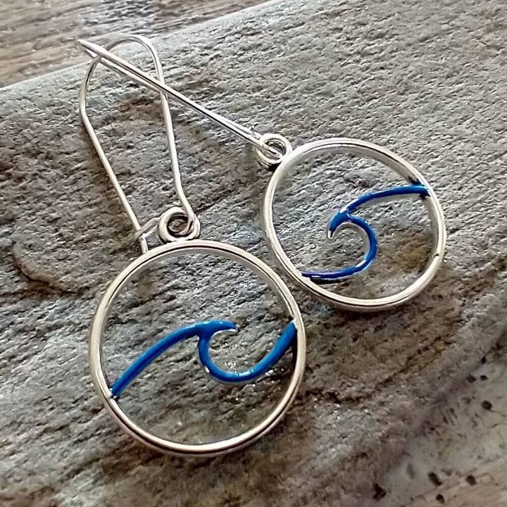 Orecchini Blue Wave, gioielli costieri, orecchini nautici per la vendita all'ingrosso da parte di Piccadilly Pendants