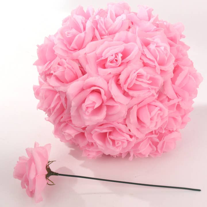 Larksilk - Wholesale Artificial flowers - Pink Silk Rose Picks | 50 Pack - 8" X 3" - 2 Box2