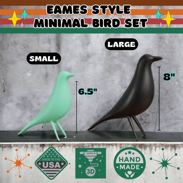 Retro Layers - Wholesale Decorative Figurine - Mid Century Modern Minimalist Bird Family (Set of 4) Retro