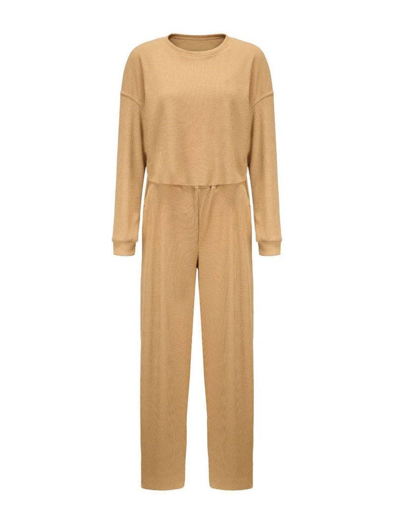 safistyle - Wholesale Lounge Set - Women's - Ribbed Cropped Top and Wide-Leg Lounge Set0