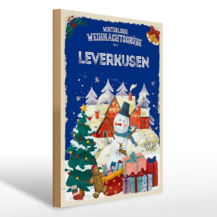 LEVERKUSEN træskilt Julehilsen gave dekorationsskilt 30x40 cm for engroshandel hos Femer