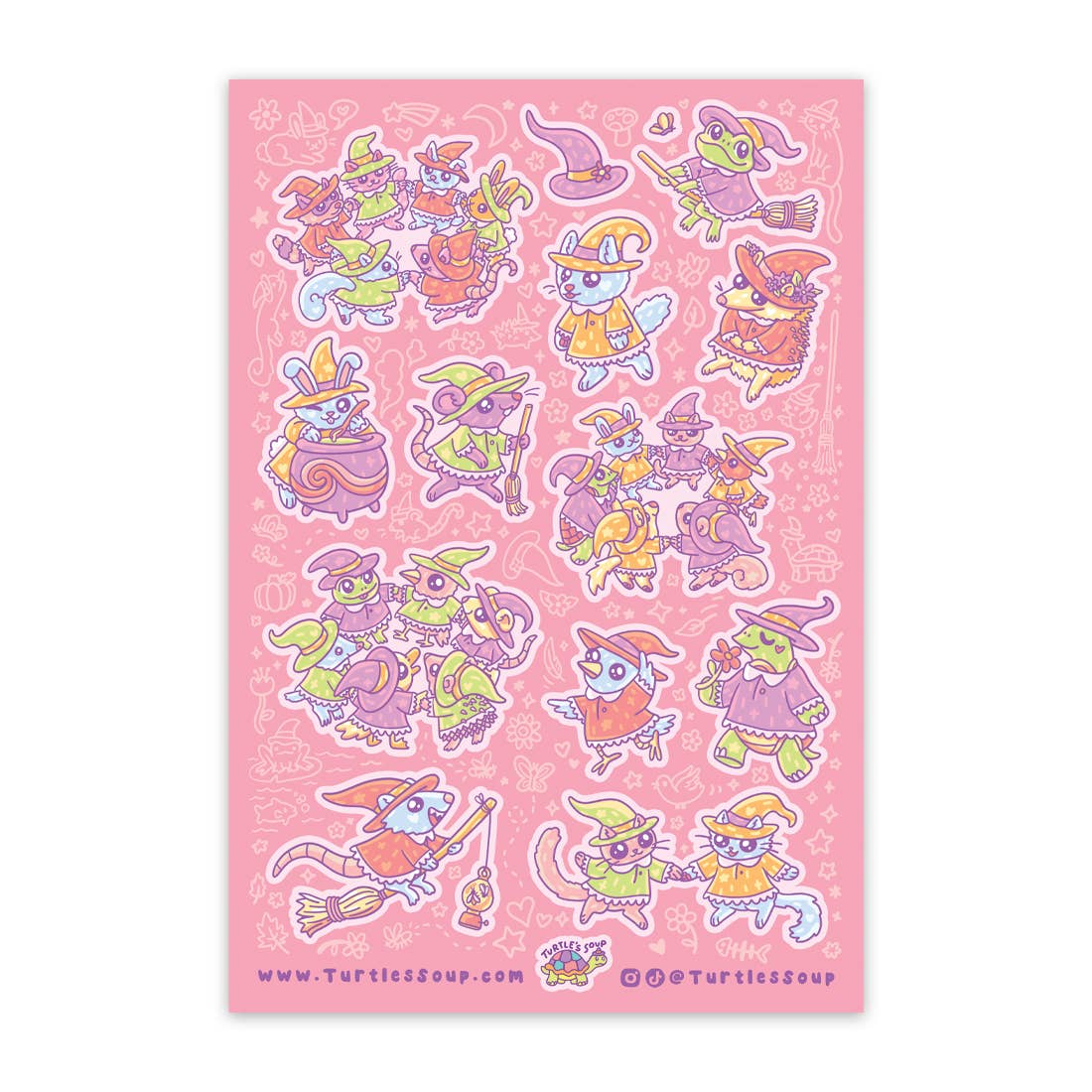 Turtle's Soup – wholesale Wall decal/stickers – Witchy Critter Coven | Halloween Glitter Sticker Sheet0