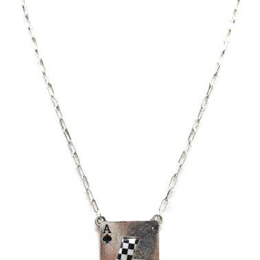 Snowing West - Wholesale Pendant/Charm Necklace - Western Checkered Lightning Spade Ace Necklace